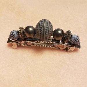 Silver Hair Barrett with Blue and Silver Beads / Hand Crafted - NWT